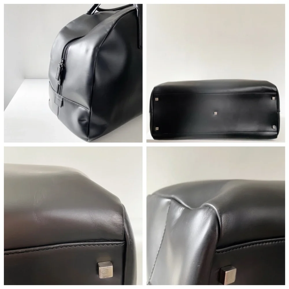 Gucci black leather XL vintage domed duffle travel bag unisex - Picture 4 of 10